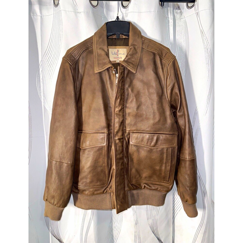 Wilsons Men's Brown Leather Bomber Jacket Size M